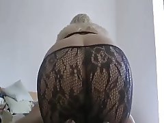 Ass queen blond bimbo wild cock ride cum on tits