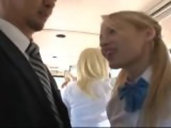 School Girl fucked by Business man in the Bus