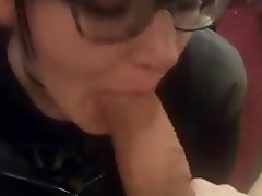 Sweet teen with glasses licks and sucks dick 