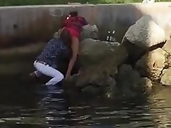 Caught LOvers Pussy Licking near Pond