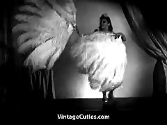 Asian Beauty Performs Naked Feather Dance (1940s Vintage)