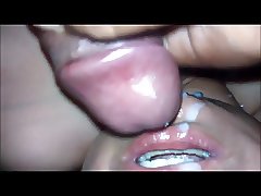 Once again cum-shot in my wife's mouth.......