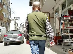 Big cock Turkish grandpa in downtown - II